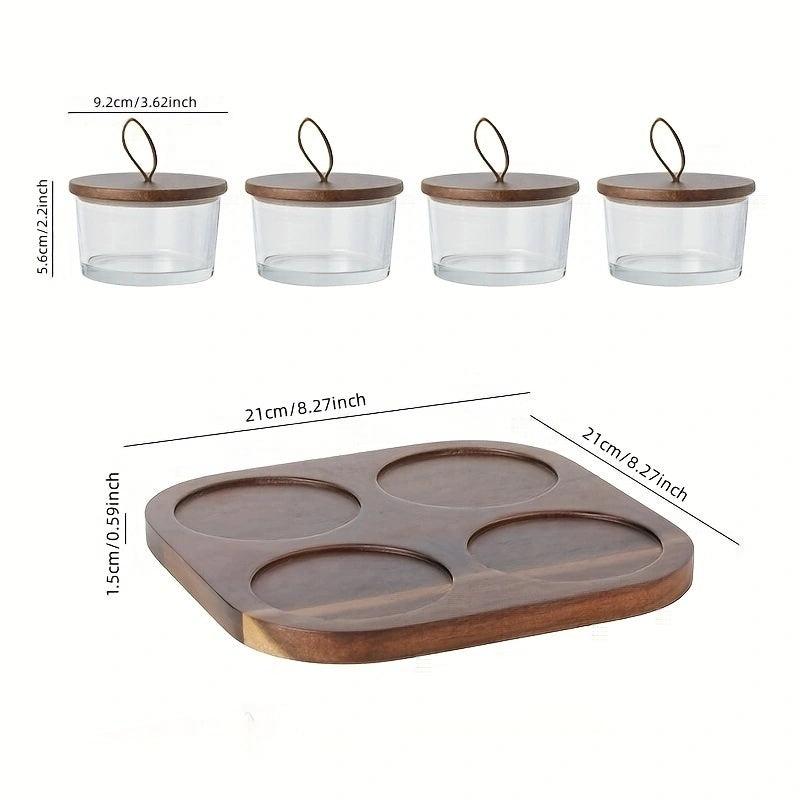 Nut Jar Dried Fruit Plate Snack Plate With Wooden Tray
