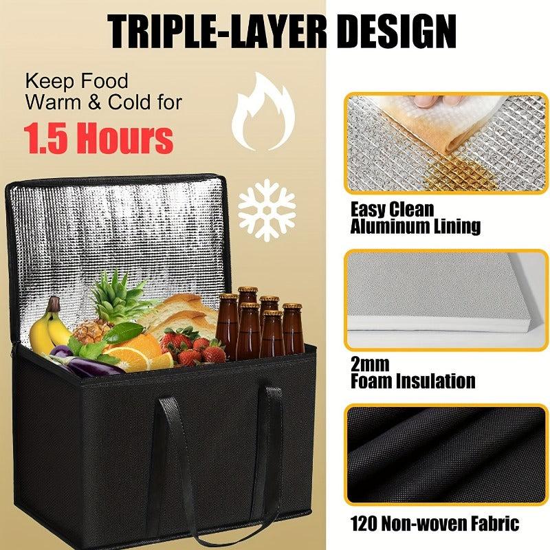 Large Capacity Insulated Grocery Bag Reusable Tote for Hot & Cold Food