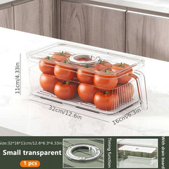 2pcs Horizontal Refrigerator Storage Box w/ Handle and Timer