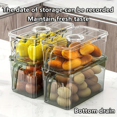 2pcs Horizontal Refrigerator Storage Box w/ Handle and Timer