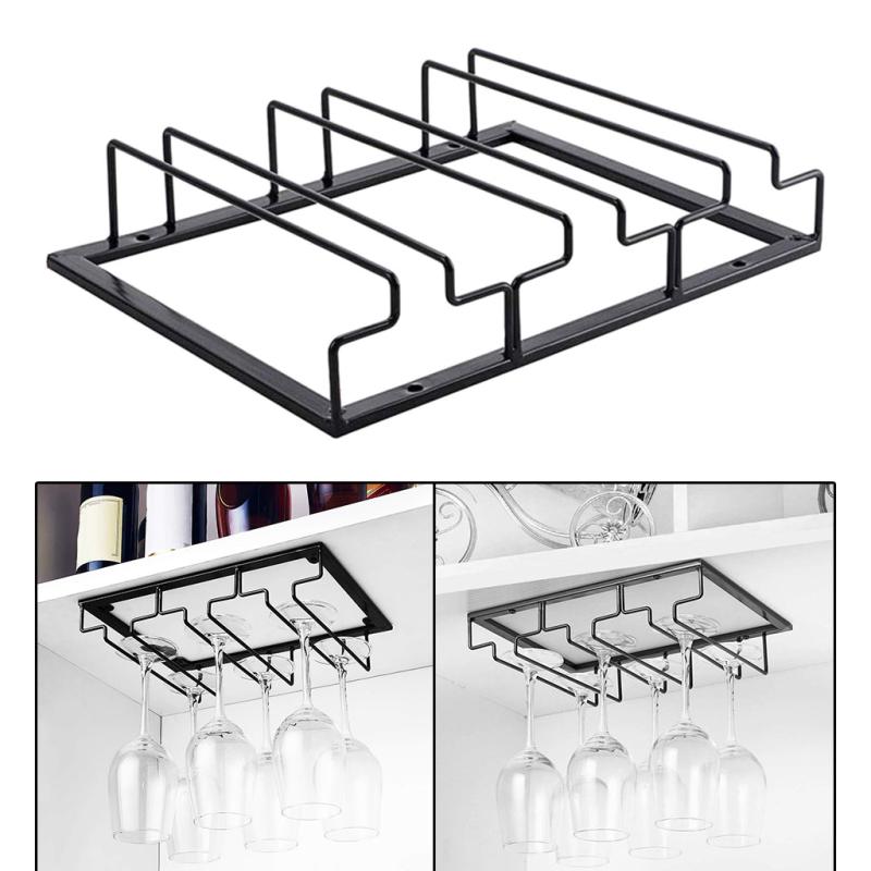 Metal Inverted Goblet Holder 3 Row Wine Glass Holder