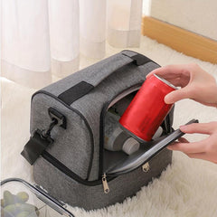 Double Layer Bento Bag Ice Pack Outdoor Picnic Lunch Box Hand Wash Insulated