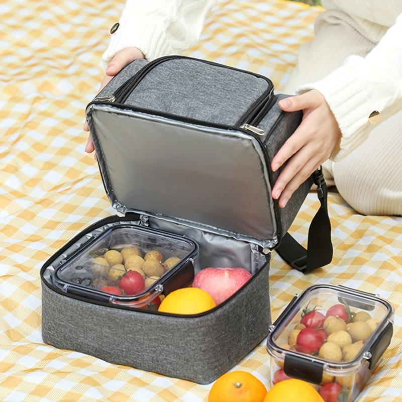 Double Layer Bento Bag Ice Pack Outdoor Picnic Lunch Box Hand Wash Insulated