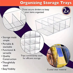 2pcs Partition Box Storage Container Kitchen Pantry Snack Organizer