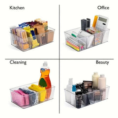 2pcs Partition Box Storage Container Kitchen Pantry Snack Organizer