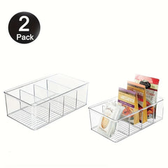 2pcs Partition Box Storage Container Kitchen Pantry Snack Organizer
