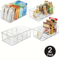 2pcs Partition Box Storage Container Kitchen Pantry Snack Organizer