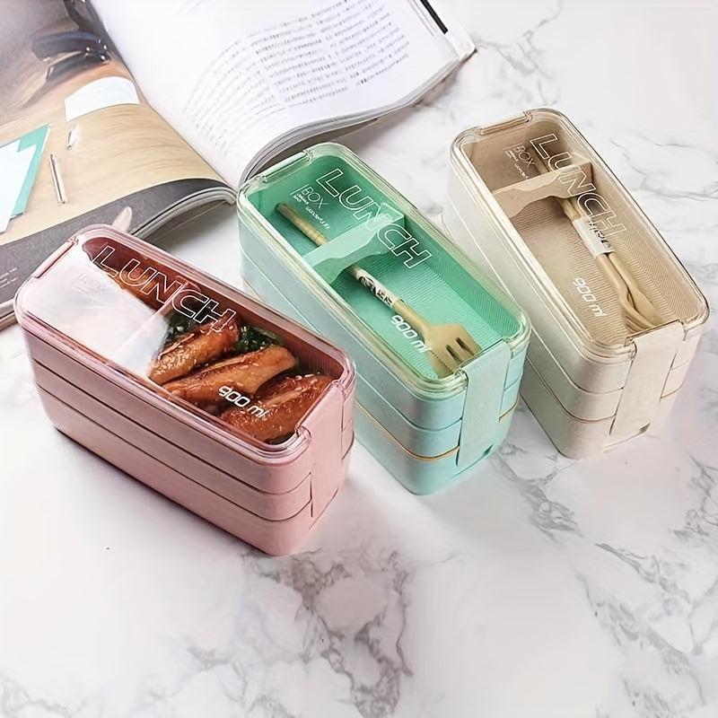 Japanese Style 3-Layer Bento Box Leakproof Lunch Container Dishwasher Safe