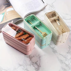 Japanese Style 3-Layer Bento Box Leakproof Lunch Container Dishwasher Safe