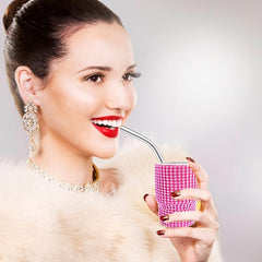 3oz Stainless Steel Straw Water Cup Wedding Party Beverage Wine C