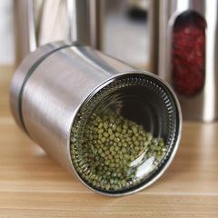 Stainless Steel Canister Set with Glass Windows for Kitchen Countertop