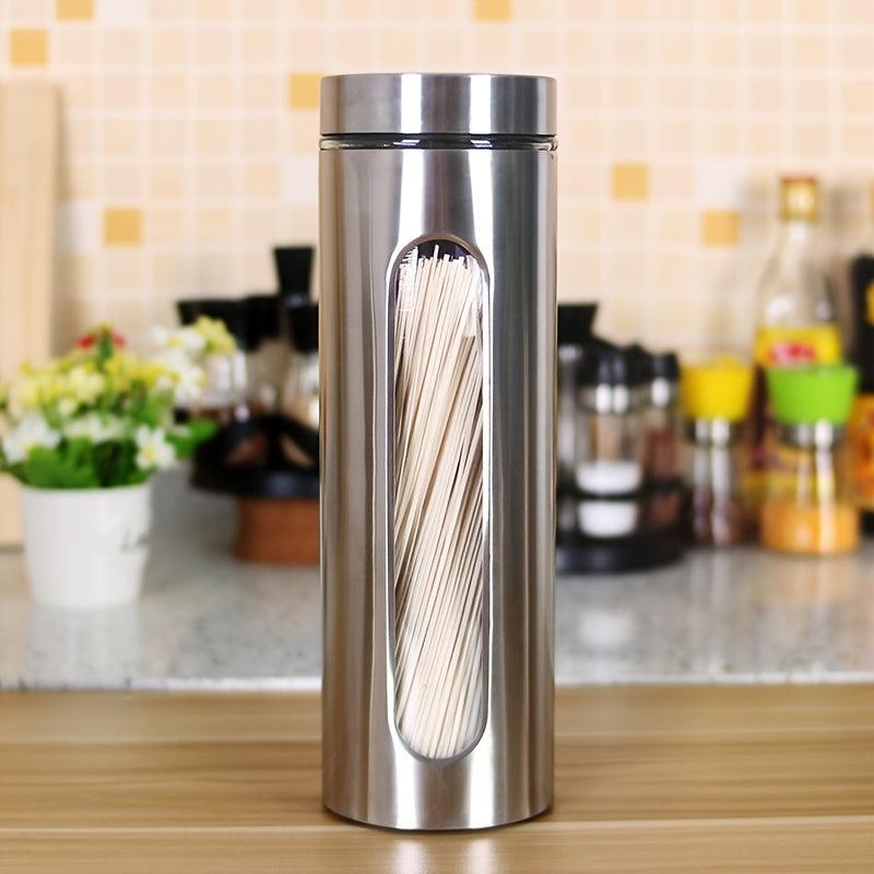 Stainless Steel Canister Set with Glass Windows for Kitchen Countertop