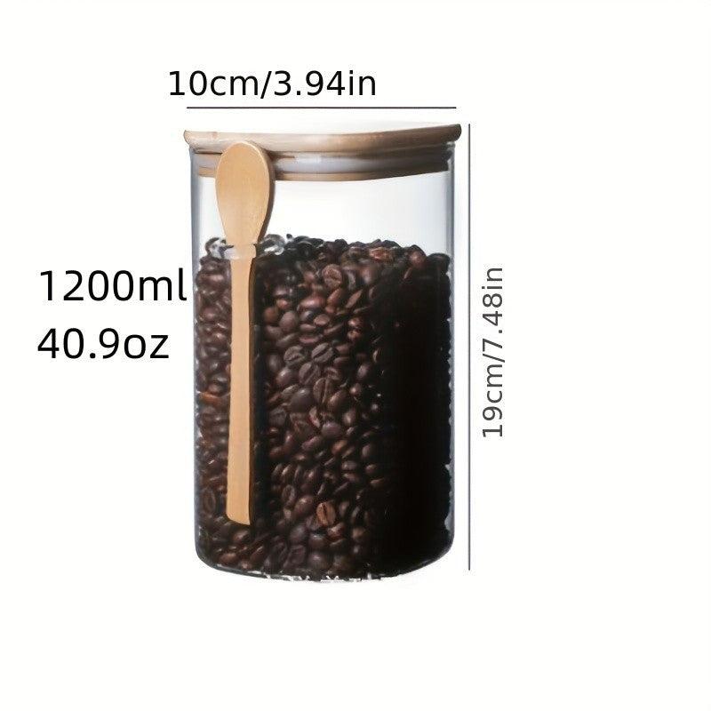 Glass Jar With Lid And Spoon Portable Food Canisters