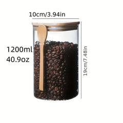 Glass Jar With Lid And Spoon Portable Food Canisters