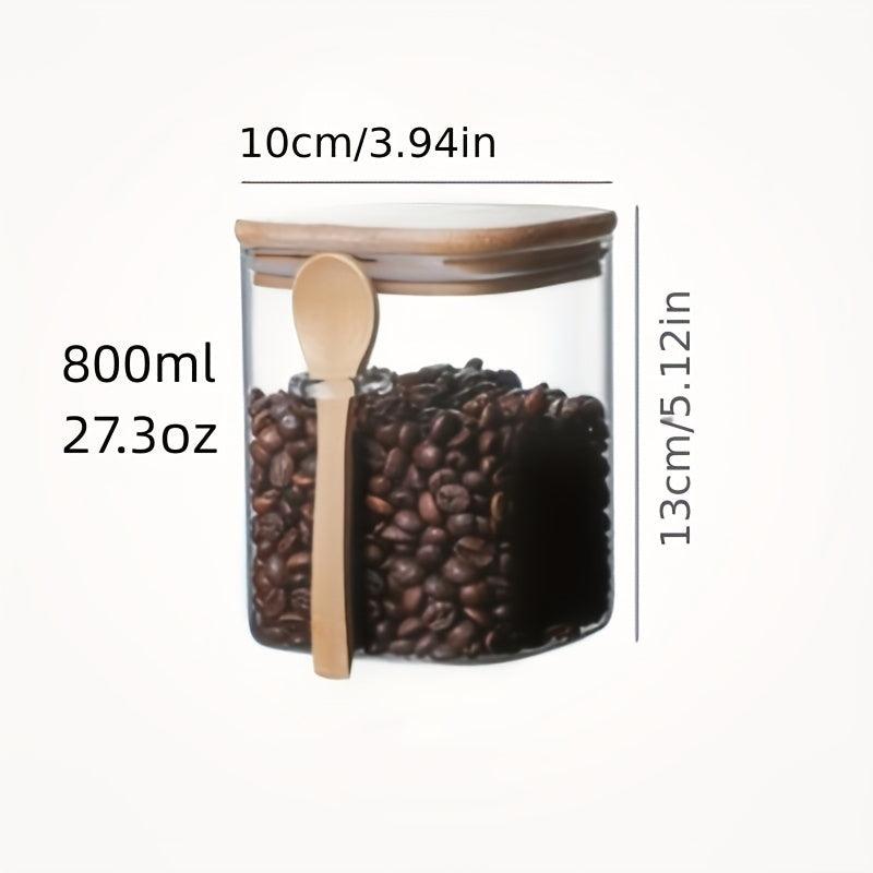 Glass Jar With Lid And Spoon Portable Food Canisters
