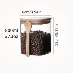 Glass Jar With Lid And Spoon Portable Food Canisters