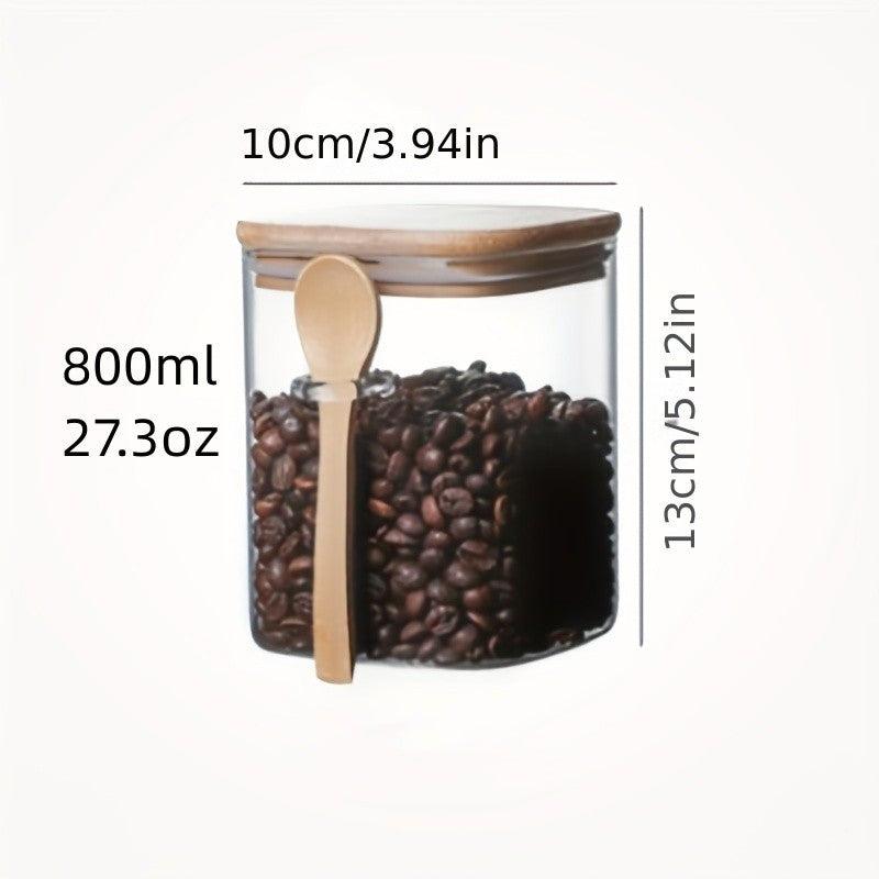 Glass Jar With Lid And Spoon Portable Food Canisters