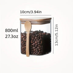 Glass Jar With Lid And Spoon Portable Food Canisters