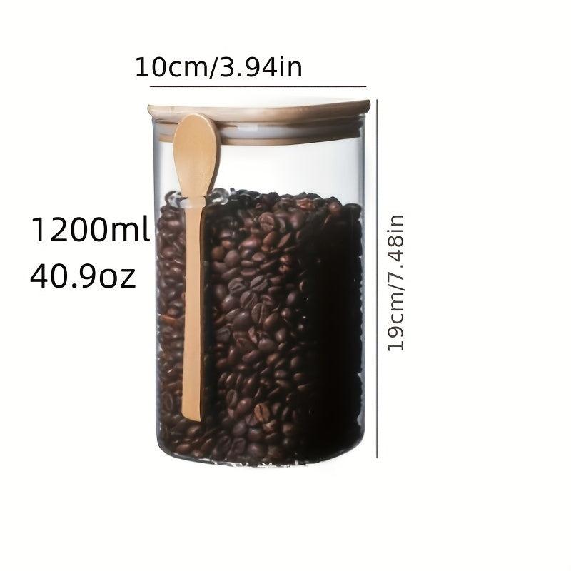 Glass Jar With Lid And Spoon Portable Food Canisters