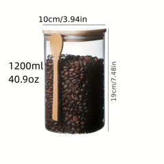 Glass Jar With Lid And Spoon Portable Food Canisters