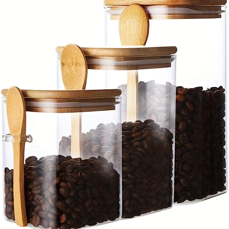 Glass Jar With Lid And Spoon Portable Food Canisters