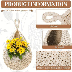 3 Pack Boho Hanging Fruit Baskets for Kitchen Storage