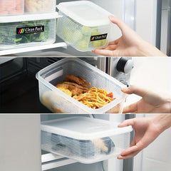 Striped Transparent Refrigerator Fresh-keeping Box with Soft Cover and Scale