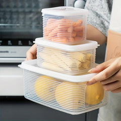 Striped Transparent Refrigerator Fresh-keeping Box with Soft Cover and Scale