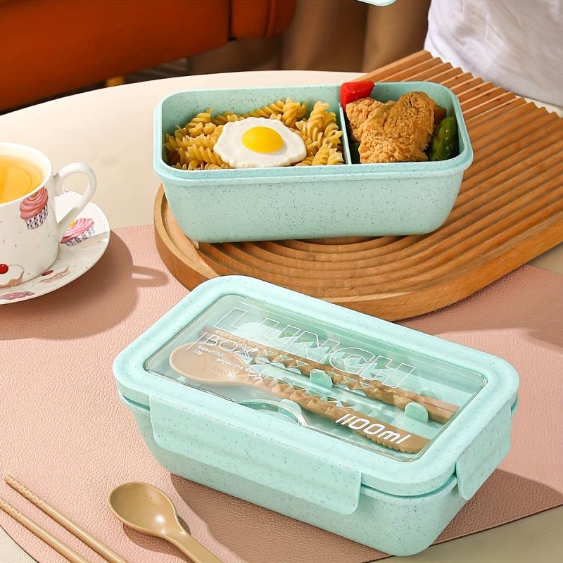 Pink&Light Wheat Straw Divided Grid Lunch Box Leakproof