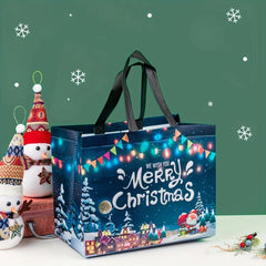 8pcs Christmas Gift Bags Reusable Handle Grocery Bags Christmas Treat Bags