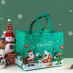 8pcs Christmas Gift Bags Reusable Handle Grocery Bags Christmas Treat Bags