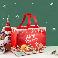 8pcs Christmas Gift Bags Reusable Handle Grocery Bags Christmas Treat Bags