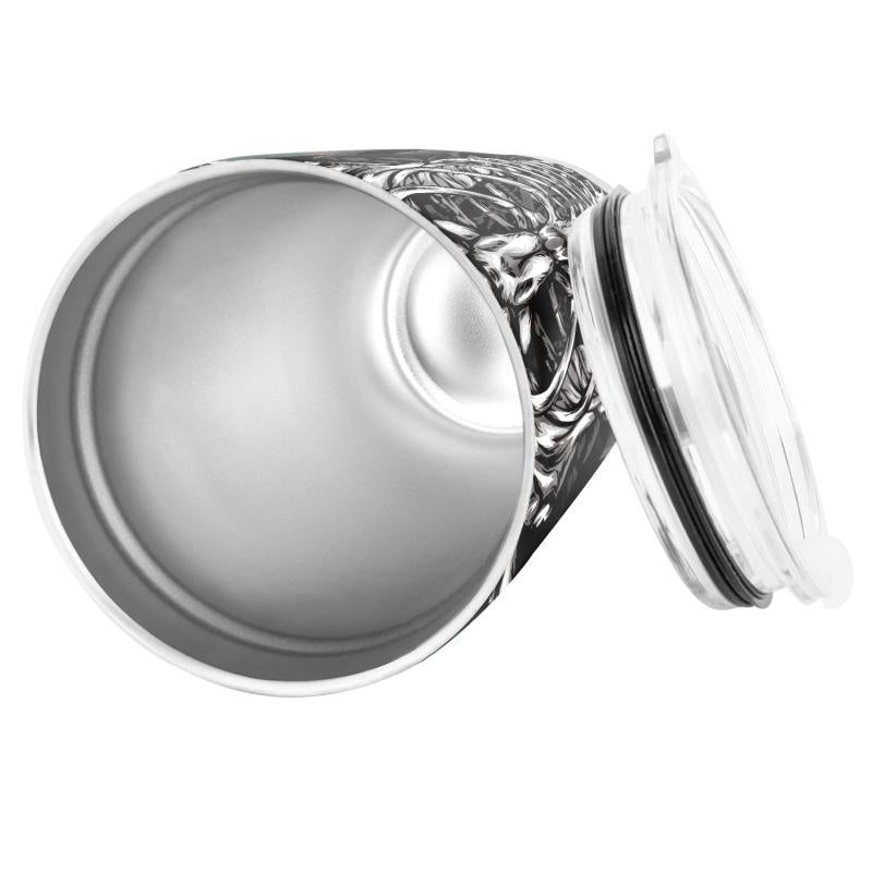 20 Oz Stainless Steel Tumbler with Lid, 3D Skeleton Armor Design