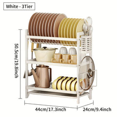 Dish Drying Rack 2&3 Tier Set with Drainboard