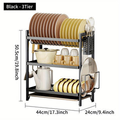Dish Drying Rack 2&3 Tier Set with Drainboard