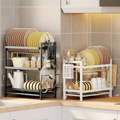 Dish Drying Rack 2&3 Tier Set with Drainboard