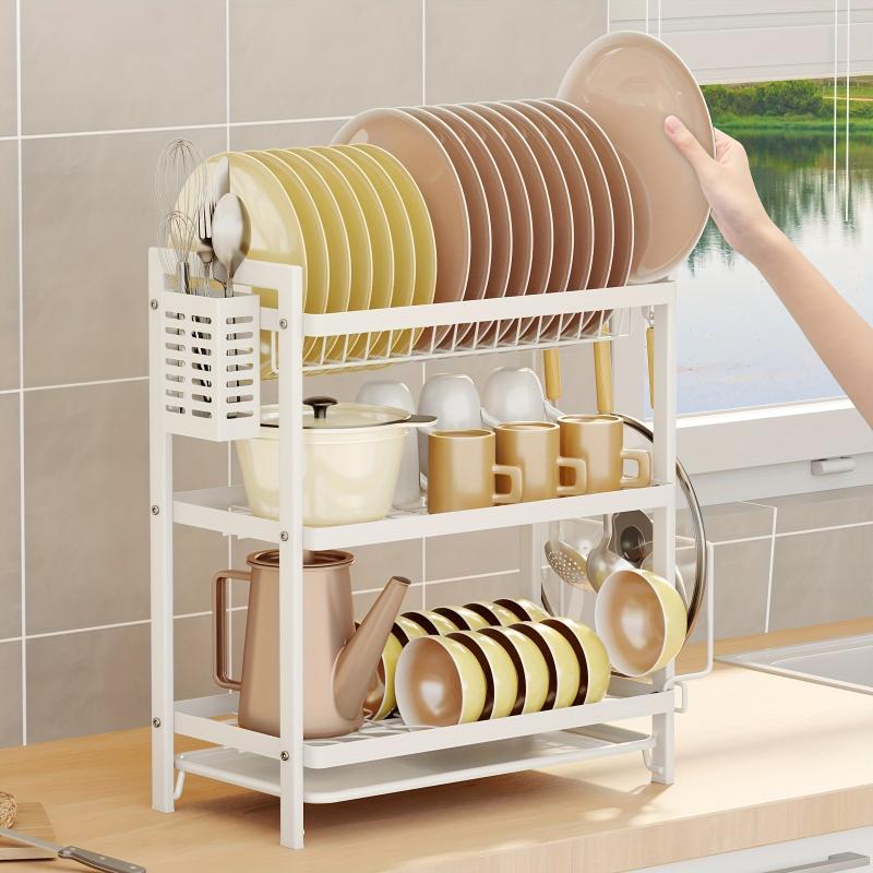 Dish Drying Rack 2&3 Tier Set with Drainboard