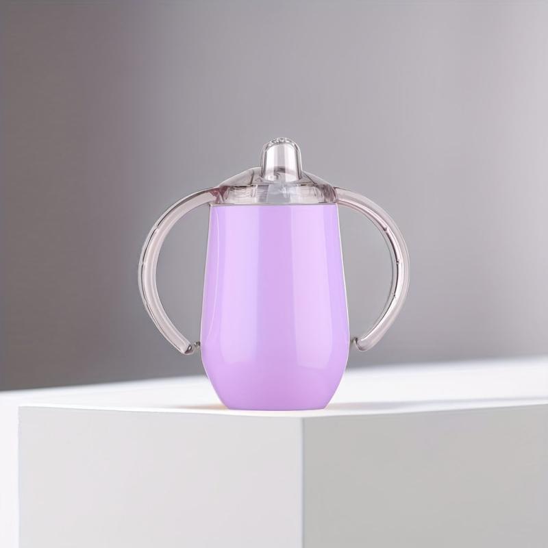 10oz Stainless Steel Sippy Cup Double Handles Baby Milk Bottle