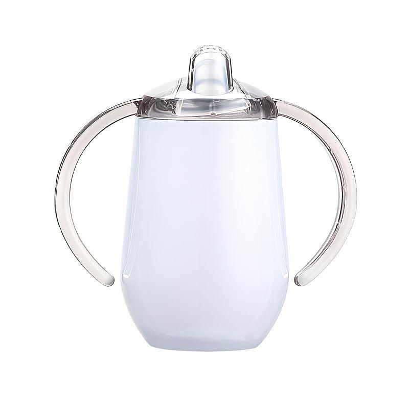 10oz Stainless Steel Sippy Cup Double Handles Baby Milk Bottle
