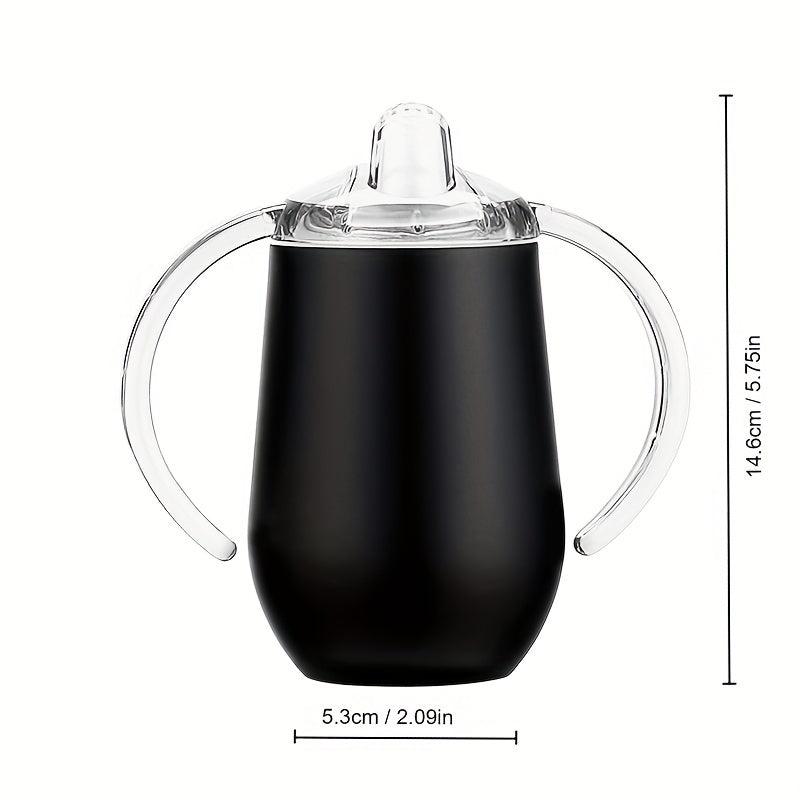 10oz Stainless Steel Sippy Cup Double Handles Baby Milk Bottle