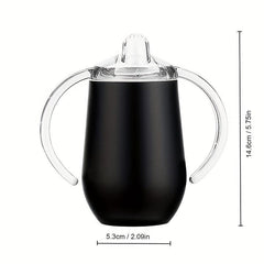 10oz Stainless Steel Sippy Cup Double Handles Baby Milk Bottle