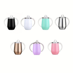 10oz Stainless Steel Sippy Cup Double Handles Baby Milk Bottle