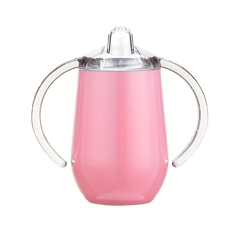 10oz Stainless Steel Sippy Cup Double Handles Baby Milk Bottle