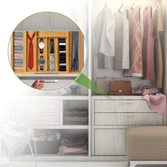 Bamboo Kitchen Box Divider Telescopic Storage Rack for Cutlery