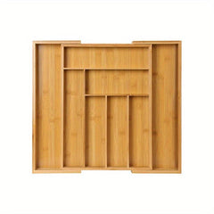 Bamboo Kitchen Box Divider Telescopic Storage Rack for Cutlery
