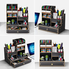 Wooden Stationery Holder & Pen Organizer for Desk - Perfect for Teens