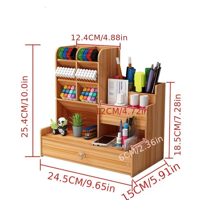Wooden Stationery Holder & Pen Organizer for Desk - Perfect for Teens