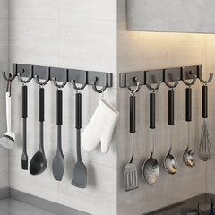 Kitchen Spatula Spoon Shelf Wall Mounted Storage Rack With Hook