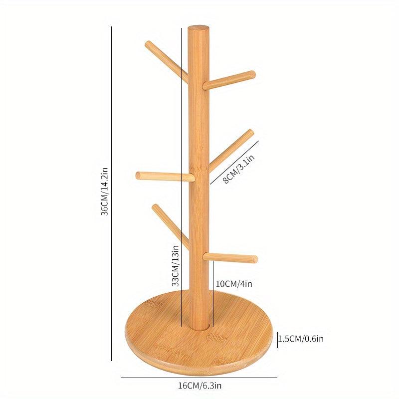Bamboo Cup Holder Drain Rack Kitchen Storage Organizer