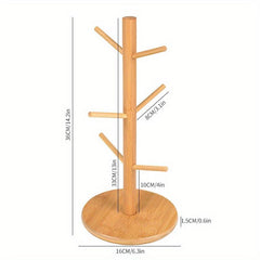 Bamboo Cup Holder Drain Rack Kitchen Storage Organizer